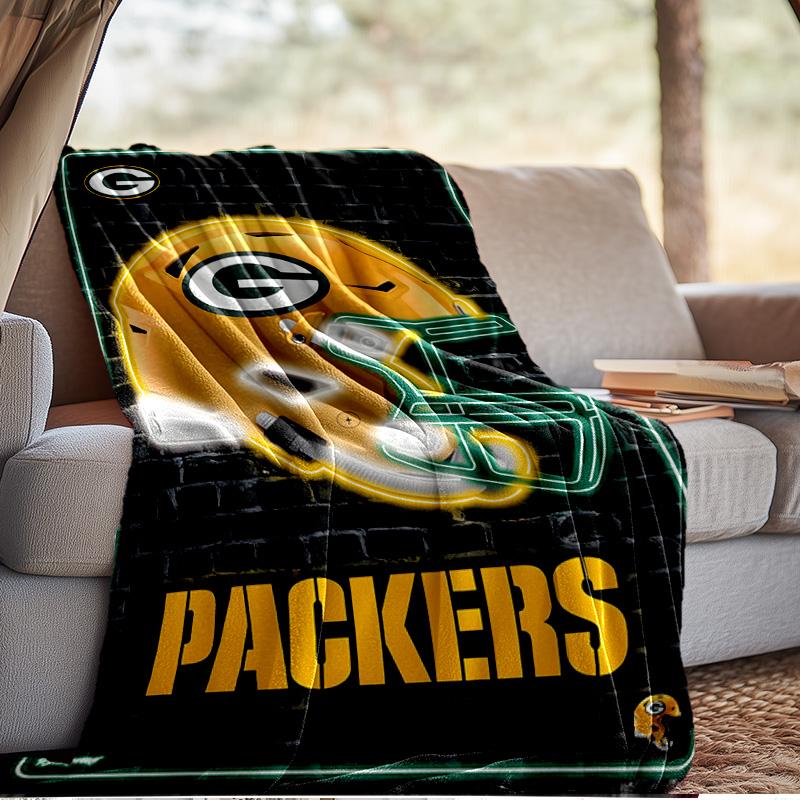 Green Bay Packers Logo Decke Outdoor Flanelldecke für Camping, Wandern, Gartenpartys, Picknick-Zubehör, Geschenk für Familie und Freunde