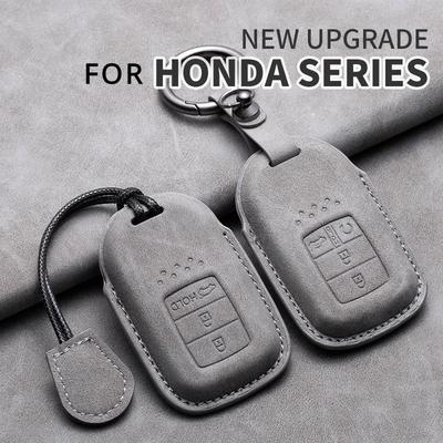 Car Key Case Cover Shell For Honda Accord Crv Cr-V Fit Civic Hr-V Hrv Jazz Brv Br-V City Odyssey Xr-V Leather Car Keychian