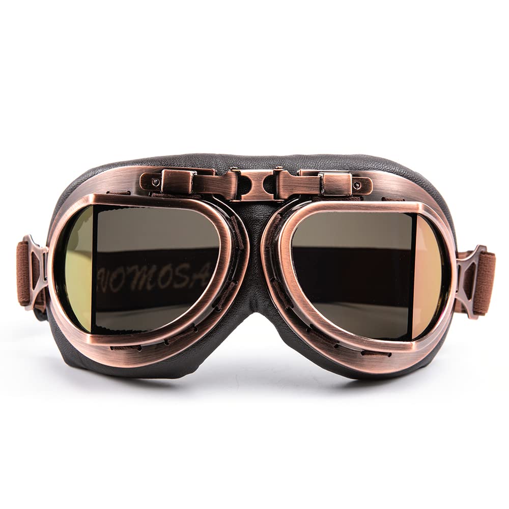 Evomosa Vintage Pilot Style Motorcycle Goggles for and Sand Goggles for and Half Helmets Cruisers, Scooters, Outdoors, Bikes, Racers, Cruisers,
