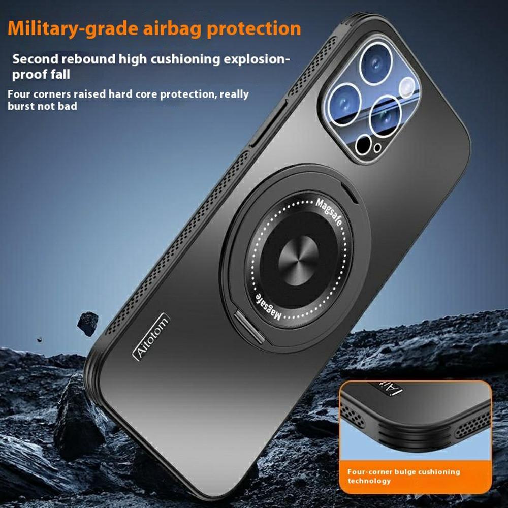 For iPhone 15 Pro Max Case Compatible with MagSafe Kickstand TPU+PC Heat Dissipation Phone Cover