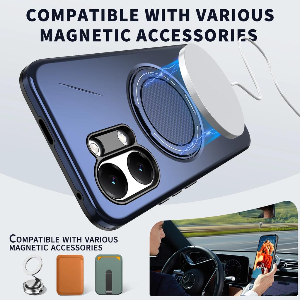 360° Rotate Ring Holder for Magsafe Magnetic Bracket Phone Case for Xiaomi Poco X7 X8 Pro Max M8 Pro Armor Shockproof Cover