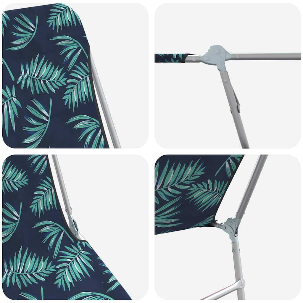 Folding Sun Loungers 2 pcs Steel and Fabric with Leaf Pattern