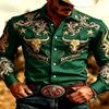 Unisex Shirts Bull Head Star Print Shirt Tops Casual Party Tops Street Retro Men's Women's Long Sleeved Shirt Unisex Clothing Top