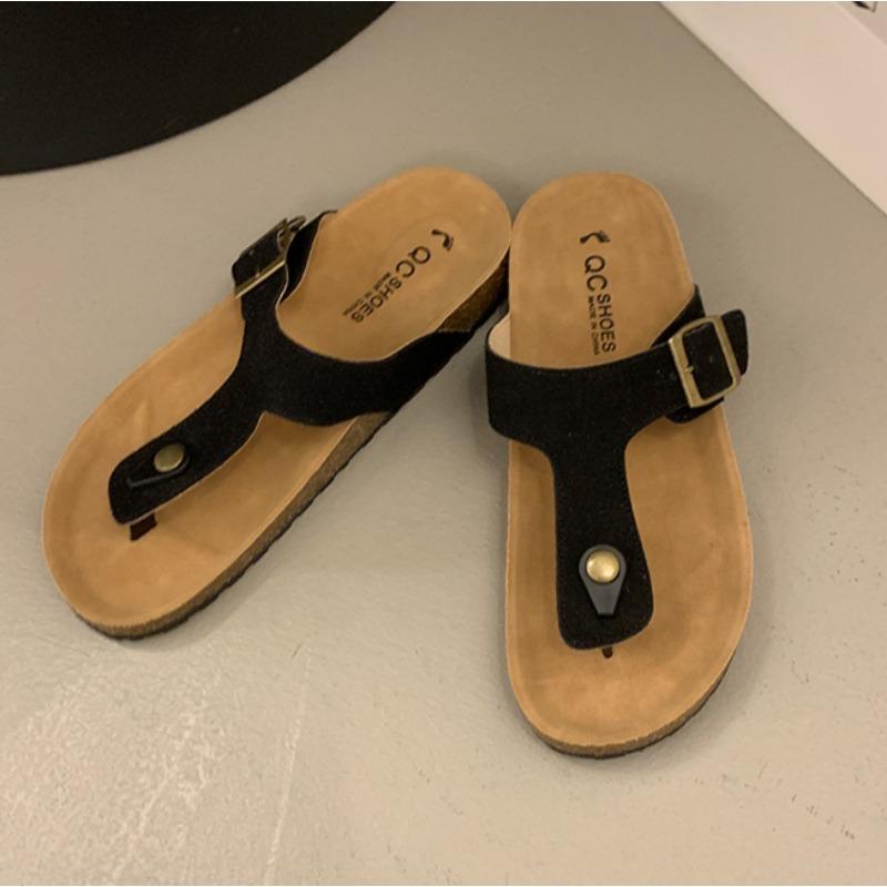 Fashion Women Suede Clogs Slippers Adjustable Buckle Slip On Footbed Home Clog Slippers Outdoor Beach Sandals With Arch Support