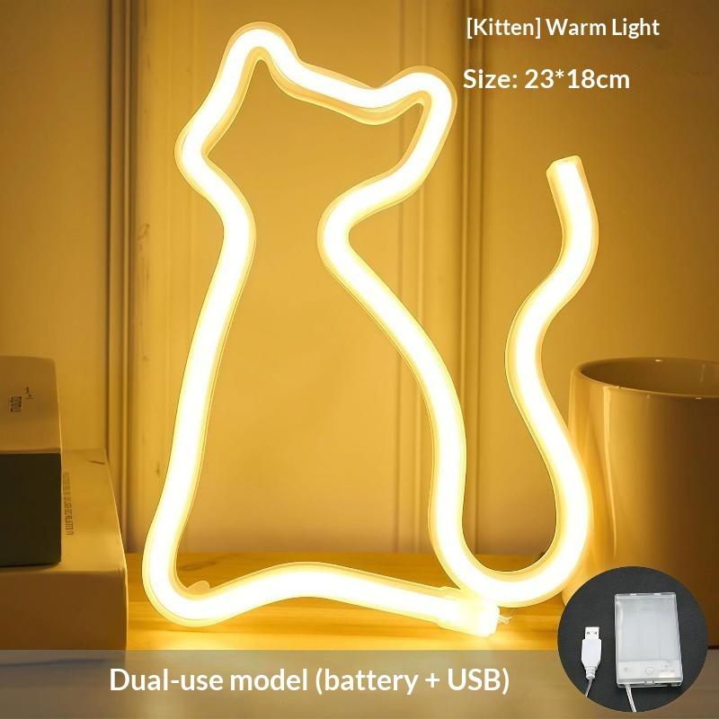 Cute Cat Bedroom Ambient Light, Wall Decoration, Night Light, Holiday Gift, Cute Animal-Themed Ambient Decorative Light