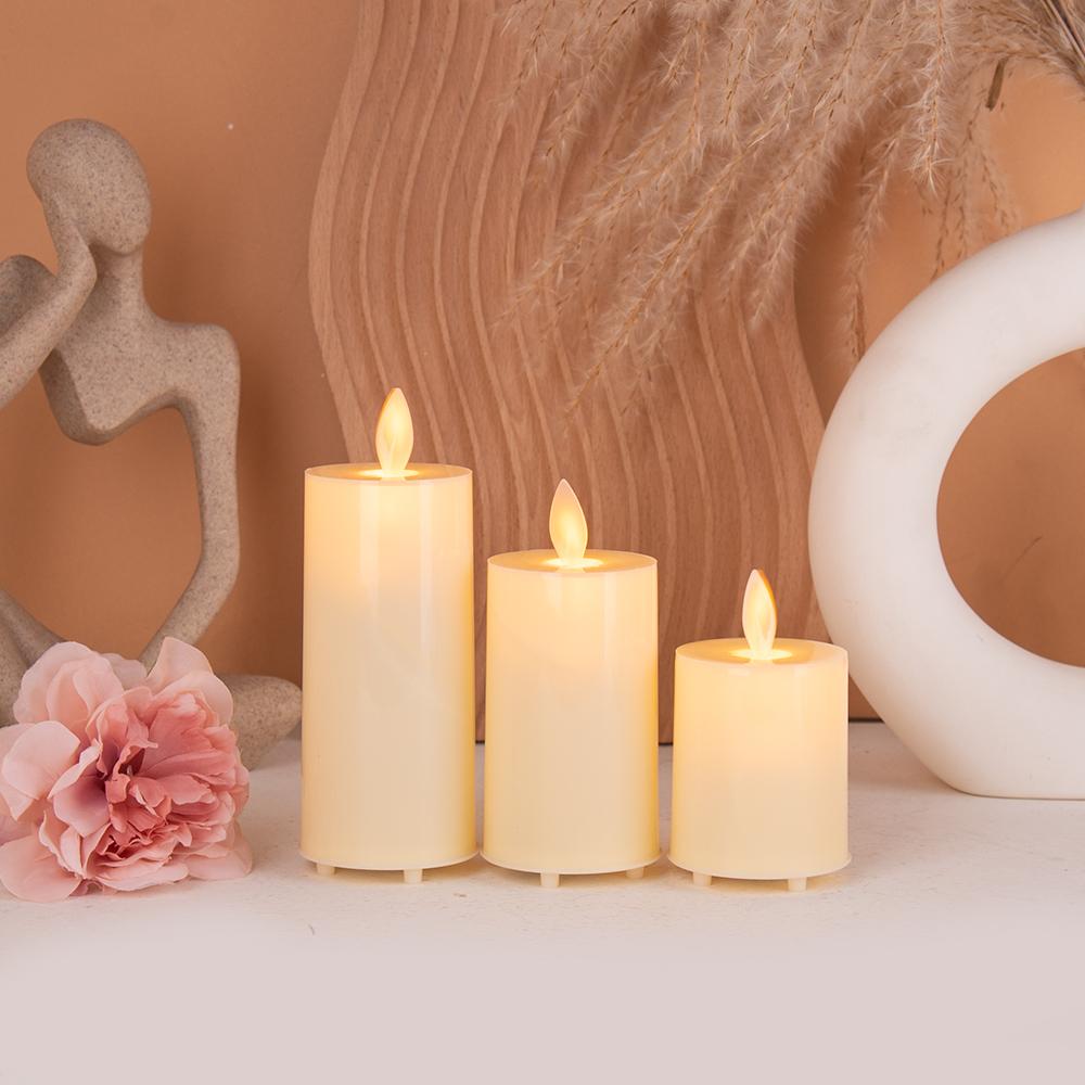 Simple Cylindrical LED Flameless Candles Set