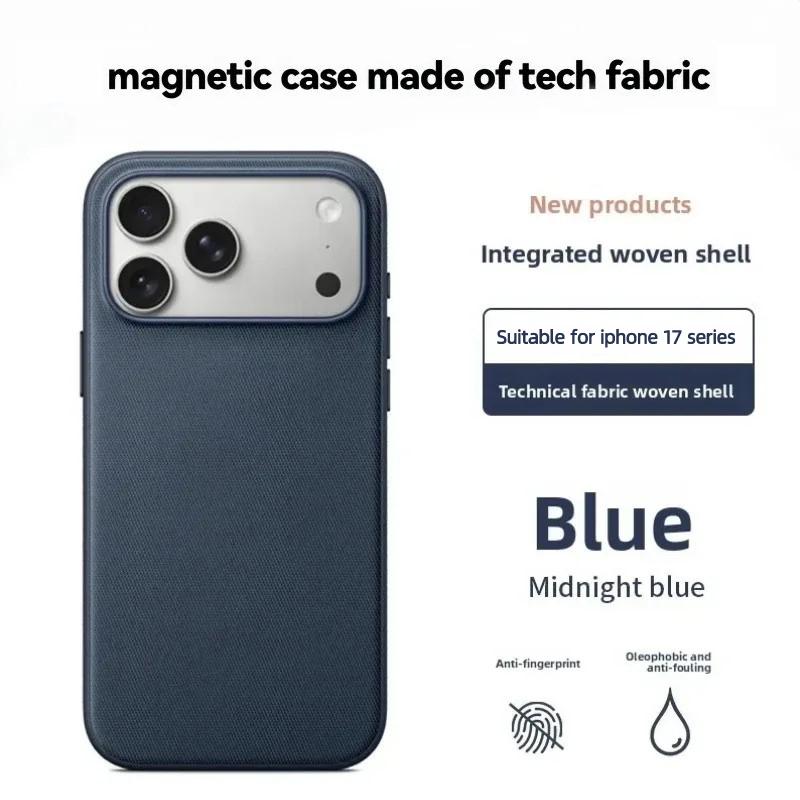 

With Animation AI Camera Control for MagSafe 2IN1 Technology Weaving Magnetic for IPhone 17 Pro Max 17 Pro Case Wireless Charging Protect Cover iPhone17 Pro Max темно-синього кольору