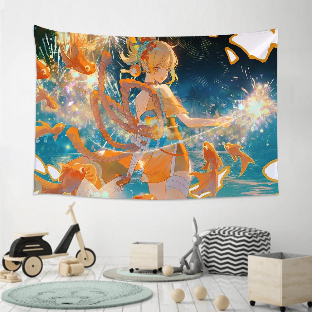 Yoimiya Animation G-Genshin I-Impact Tapestry Room Decor Wall Cloth Party Hanging Background Room Decor Baby Room