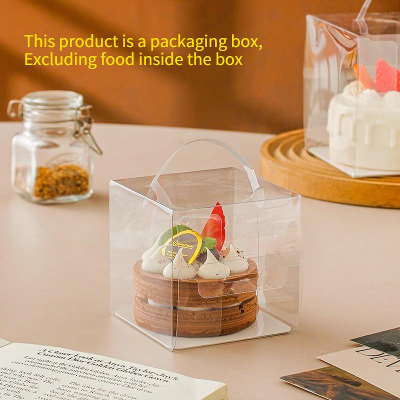 Highly Transparent Integrated Hand-held Cake Box Multi Specification Optional Puff Paper Cupcake Packaging Box, Baked Dessert Display Gift Case