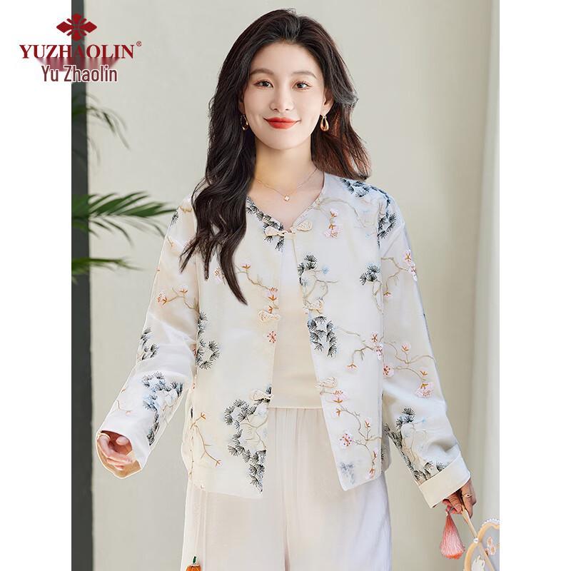 Yuzhaolin Women's New Chinese Style Embroidered Short Jacket
