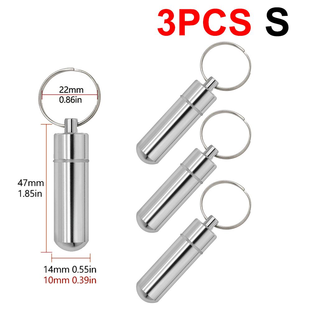 1-3 Stück Mini Tragbar Aluminium Pillendose Schlüsselanhänger Outdoor Tasche Pillendose Behälter Tragflasche Hülle Schutzbox Outdoor