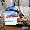 1pc Holiday Travel Bean Mr. Flannel Throw Blanket HD Printed Lightweight Soft Warm All Season Blanket for Sofa, Bed, Travel, Camping Machine Washable