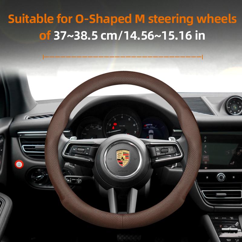 Geschikt voor Porsche Ultra-dun Ademend Leer Stuurwielhoes Geschikt voor Casenne 996 Macan 957 Volante Boxster 986 718 Alcantara 997
