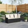 Garden Armchair Sofa with Corner Sofa 2 Pieces Black and Cream PE Rattan