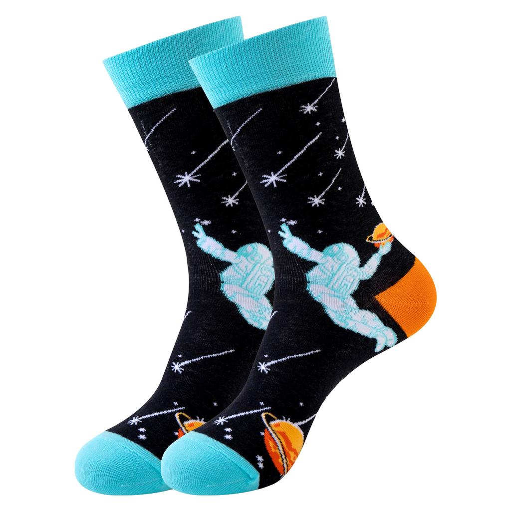 5 paia di calzini a metà polpaccio: calzini alla moda stile astronauta a tema spaziale – calzini da uomo unici, alla moda, trendy e casual