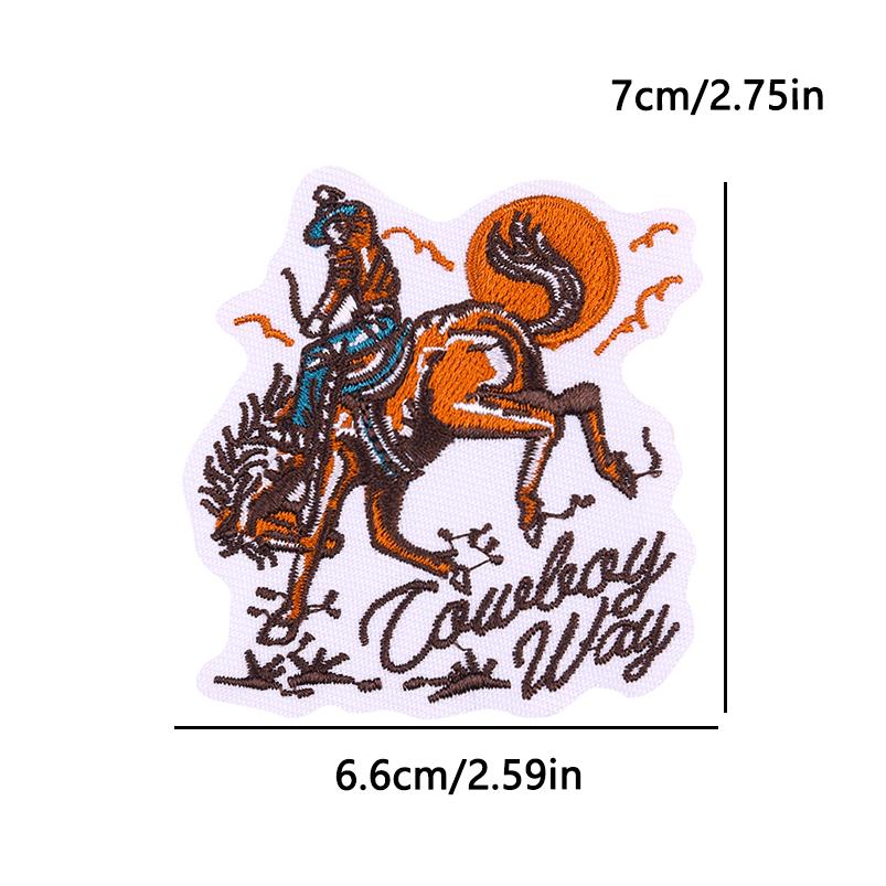West Cowboy Embroidery Iron On Patches For Clothing thermoadhesive Patch For Clothes Heroism Adventurism Patch For Jeans Sticker