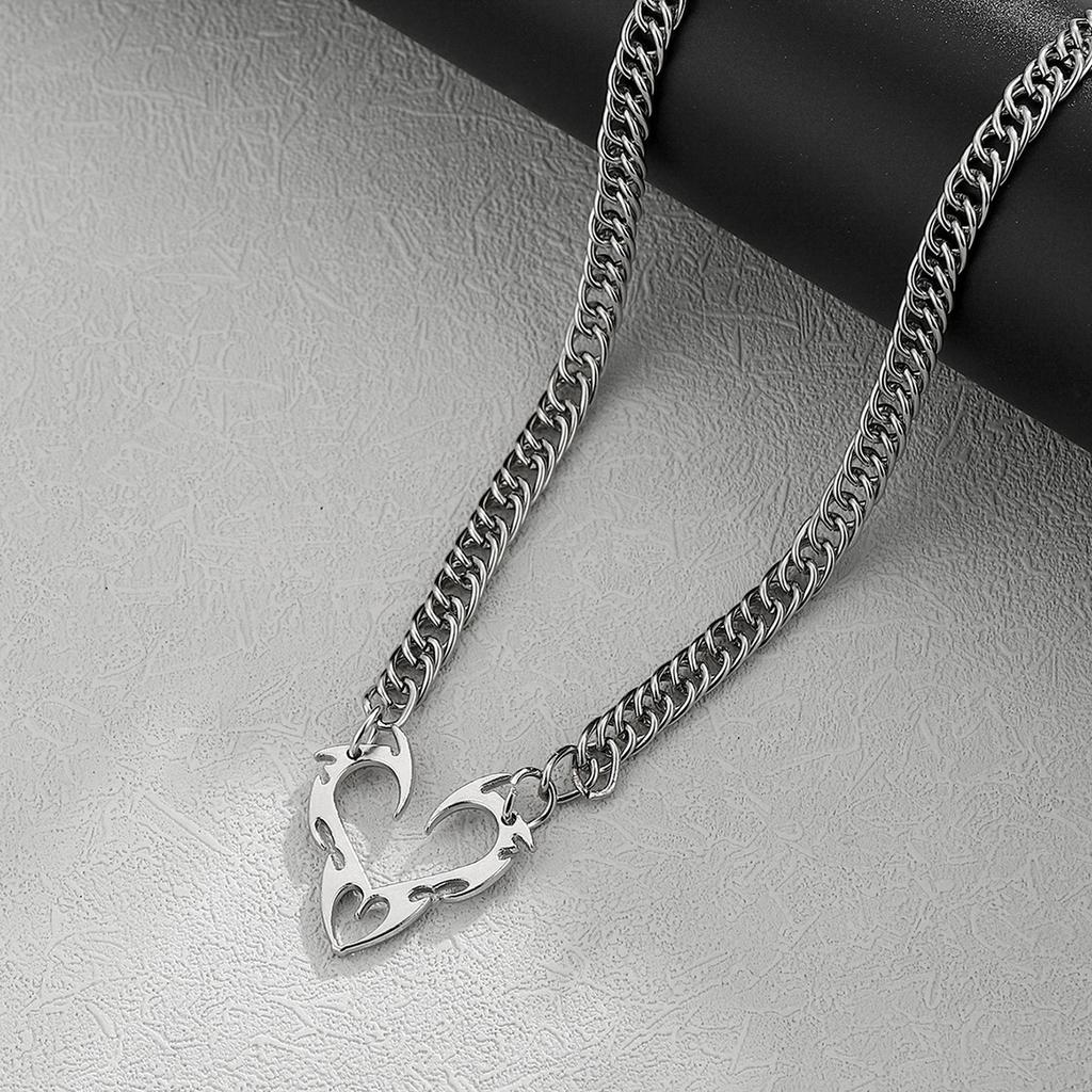 Fashion Sweet Cool Hip Hop Hollow Flame Love Necklace Personality Creative Pendant Accessories Women