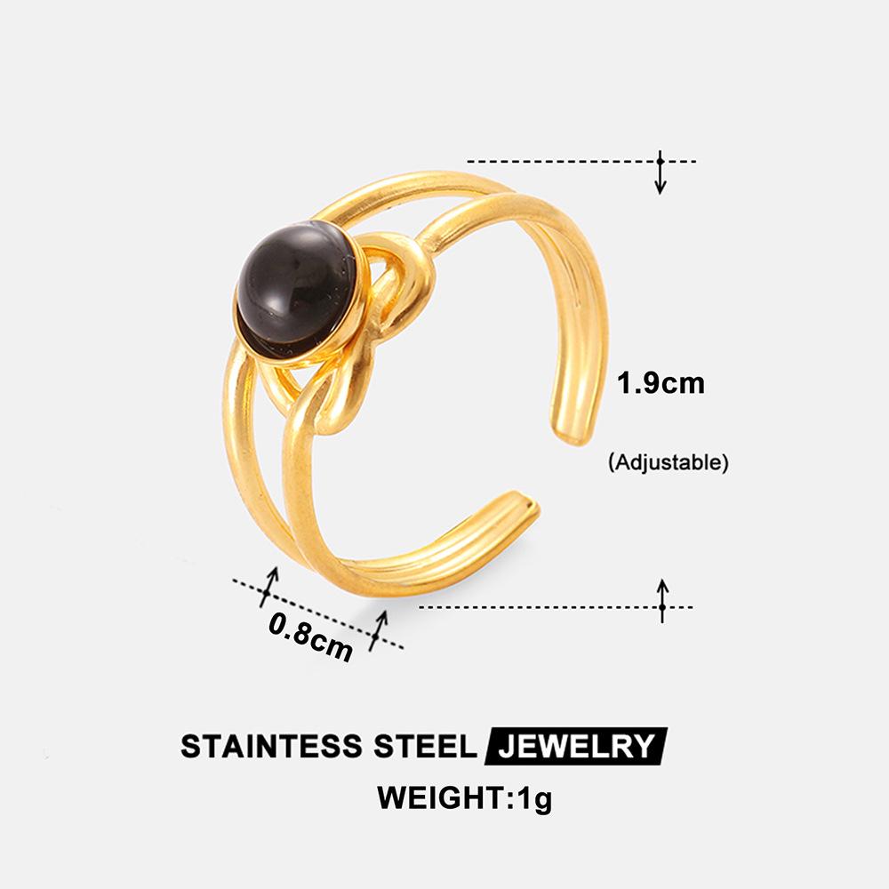 Boho Mehrfarbiger Türkis Edelstahl Offener Ring, Umweltfreundlich & Lichtecht, Schlichtes Titanstahl Design für Damen