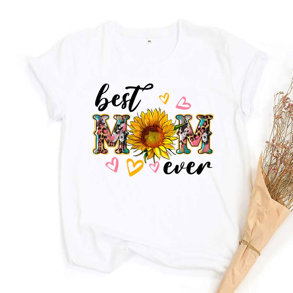 1pc Blessed Mom Best Mom Ever Letter TShirts Great Mothers Day Gift Round Neck Casual Short Sleeve Women Clothes