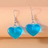 Cute Candy Color Resin Love Heart Earrings for Women Girls Drop Dangle Earrings Party Festival Jewelry Gift