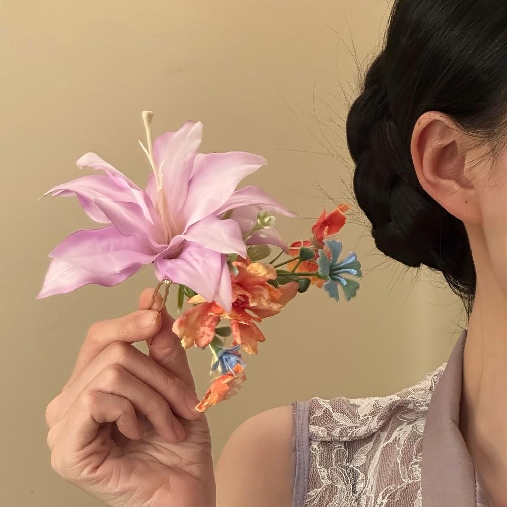 Fairy Thai Hair Fork Simulation Flower Bride Hair Accessories Headwear Flower Hair Stick  Beach