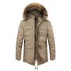 Winter Solid Color Velvet Mid-length Men's Washed Cotton Coat with Hooded Fur Collar and Detachable Multi-pocket Cotton Coat