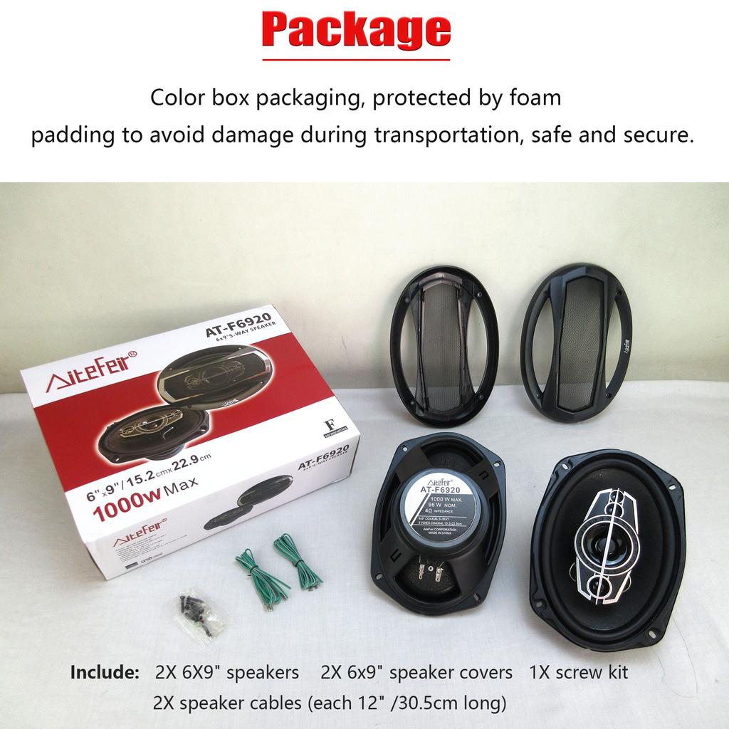 6X9 Inch 1000W 5-Way HiFi Coaxial Speaker With Dust Cover And Audio Cable Car Door Auto Audio Music Stereo Full Range Speakers