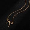 S925 Sterling Silver Bow Necklace Korean Style Fashion Simple All-Matching Girlish Clavicle Chain Jewelry