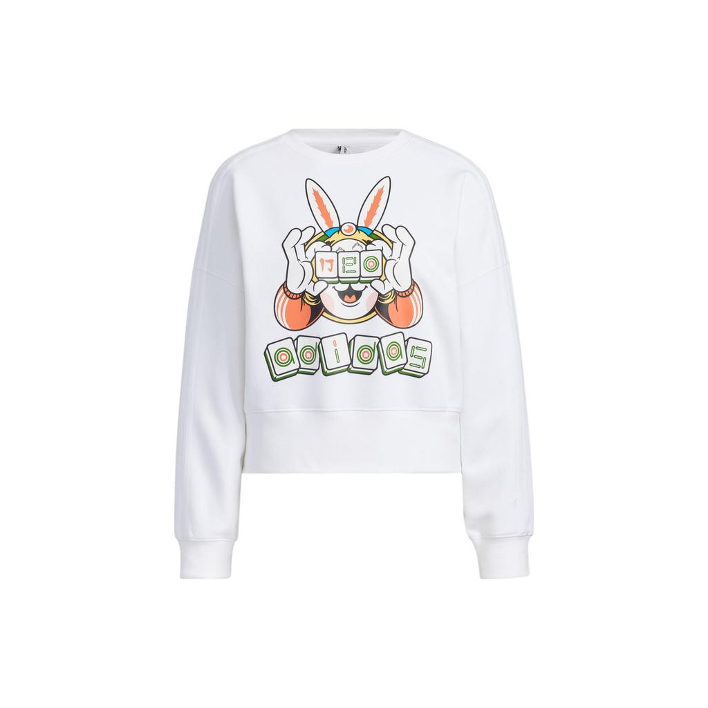 Adidas Neo Cartoon Print Crew Neck Sweatshirt Women Tops White IB0391