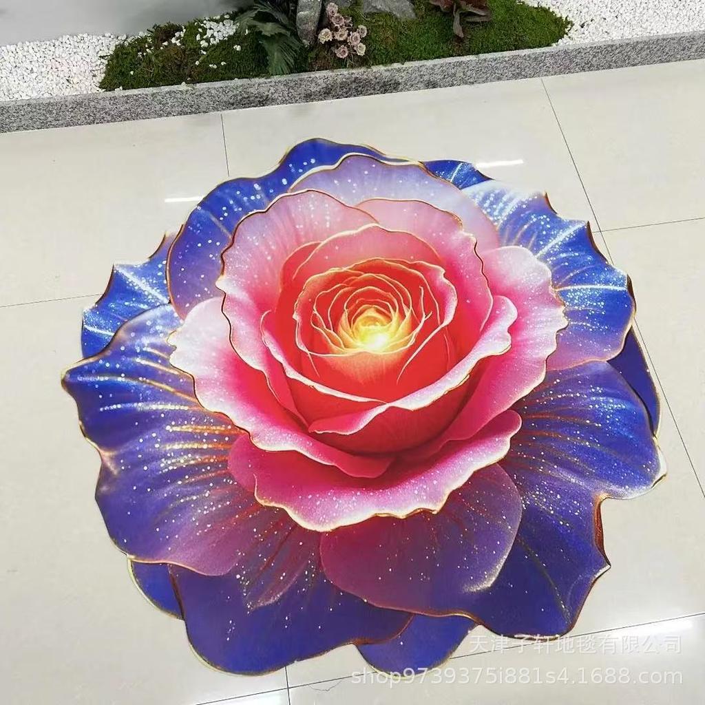 Covor 3D cu Flori pentru Living, Covoraș Absorbent Antiderapant pentru Casă, Baie, Bucătărie, Hol de Intrare