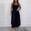 Robe Mi-longue Femme Col Rond Sans Manches Taille Empire Couleur Unie Taille Haute Robe Décontractée