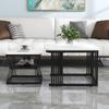 N625P173136Z)2-delat set moderna sidobord, MDF i marmorutseende, stålrör vit högglans svart, mått 65x65x45 cm och 45x45x39,5 cm