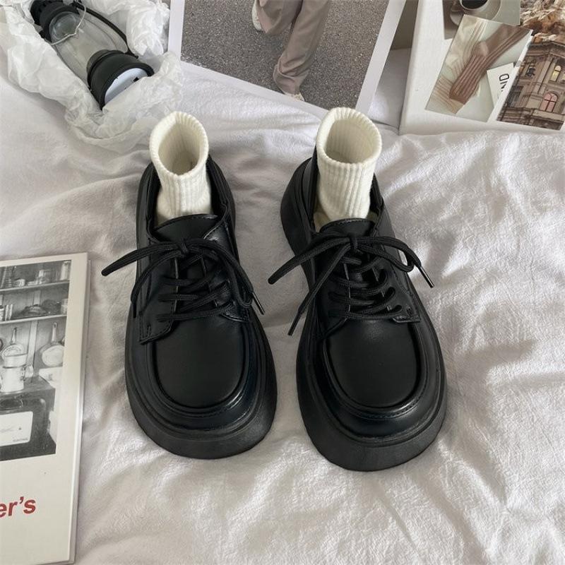 

British style small leather shoes women s 2025 new spring and summer student big head retro single shoes lace-up thick sole heightening jk women s sh 39