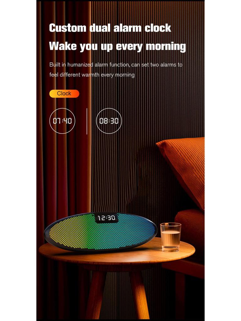 Portable Bluetooth 5.3 Speaker with Atmosphere Light, Alarm Clock, High-Quality Stereo, and Ultra-Long Battery Life