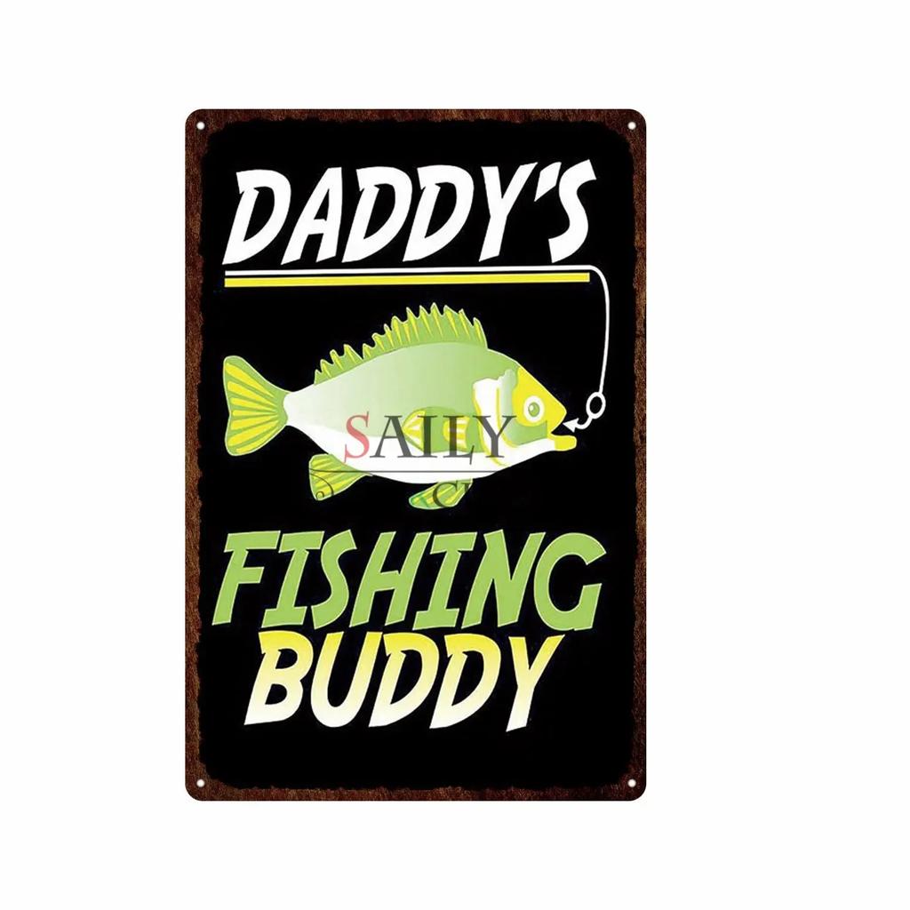 Vintage Fishing Metal Tin Sign  Relax and Fish Wall Art  Modern Pub Bar Decor  Animal Fish Posters for Home Decor  Metal Tin Sig