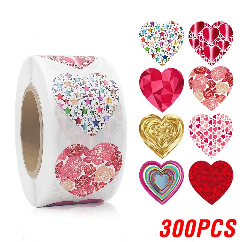 100-500pcs Color Valentine's Day Heart Sticker Birthday Gift Packaging Seal Sticker Party Invitation Decor Sticker Baking Label