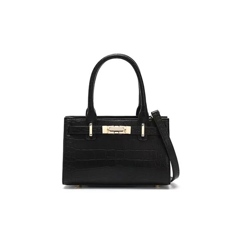 

Super fire portable small bag women s versatile new spring and summer fashion texture crossbody crocodile pattern Kelly bag No specification чорний