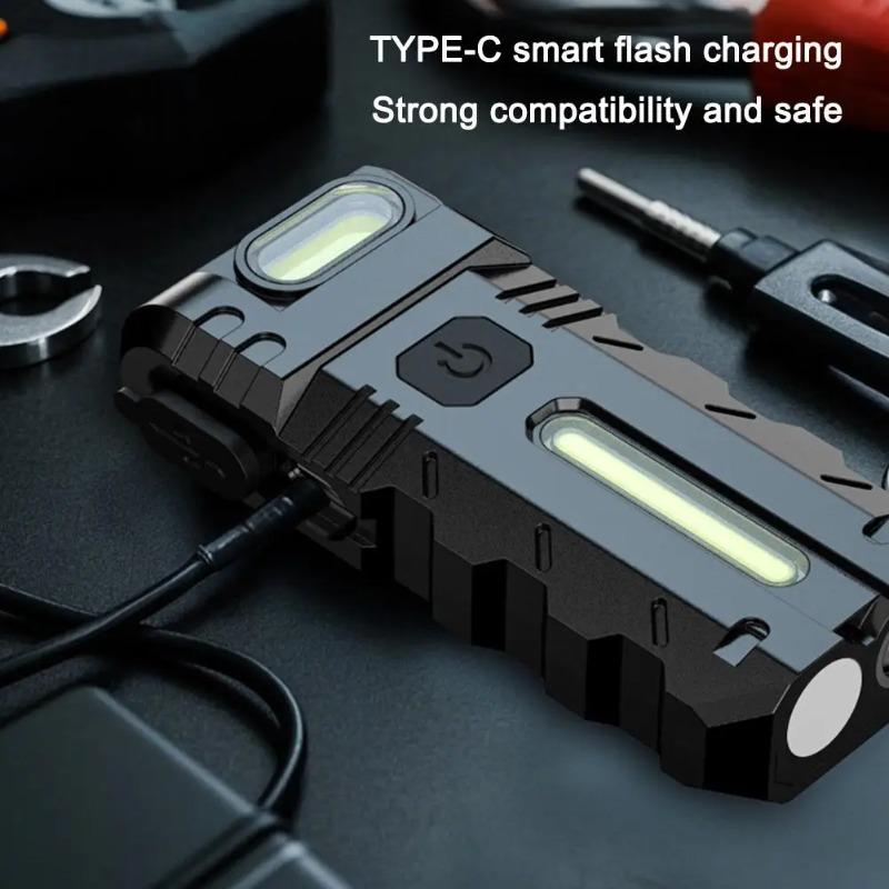 Ultra Bright LED Flashlight USB Rechargeable EDC Pocket Torch with 180°  Rotating Head Mini Magnetic Outdoor Emergency Work Lamp