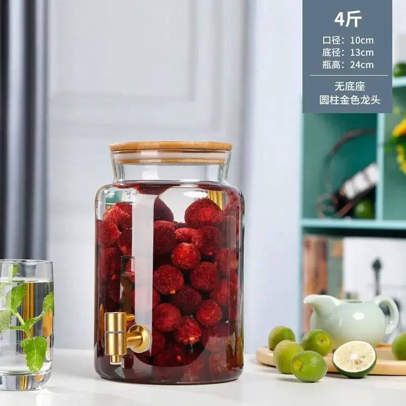 Glass Bottle with Faucet for Brewing Wine, Special Container for Brewing Cans, Sealed Liquor Jug 1L