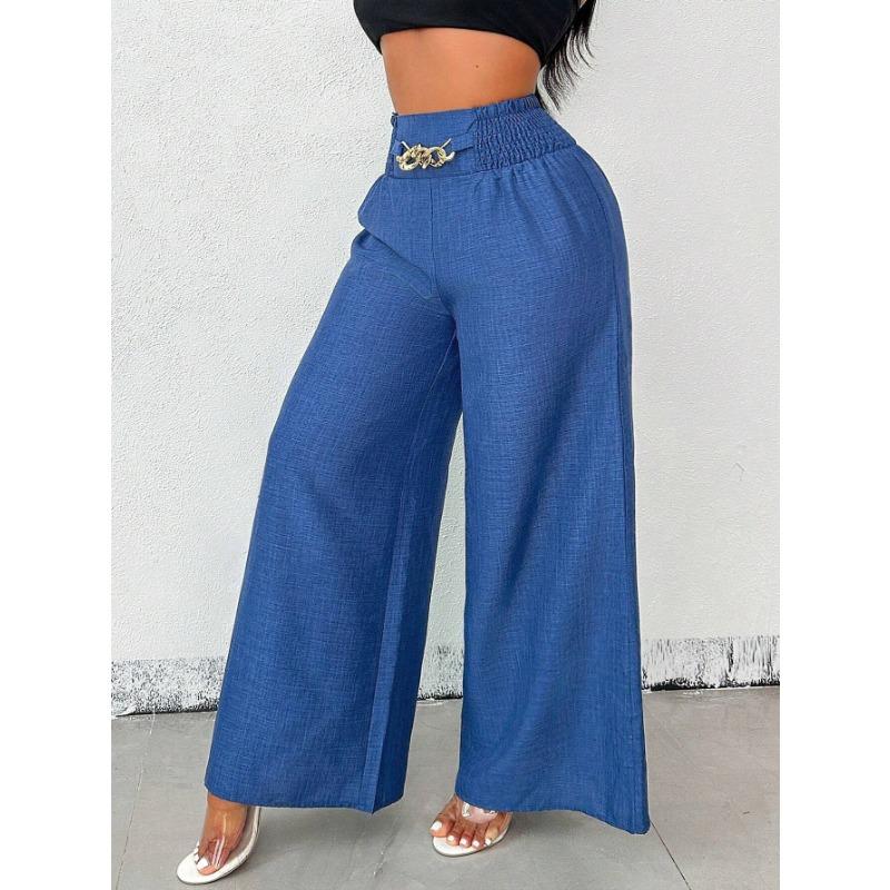 Women Fashion Vintage High Waist Loose Wide Leg Casual Long Pants