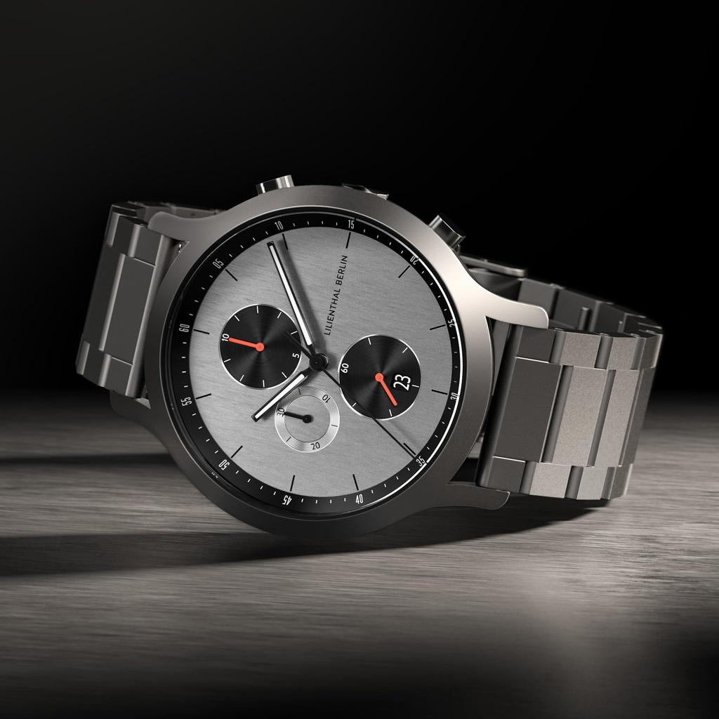 Lilienthal Berlin Chronograph Watch with Date Made in Display, Germany, C01-110-B040F