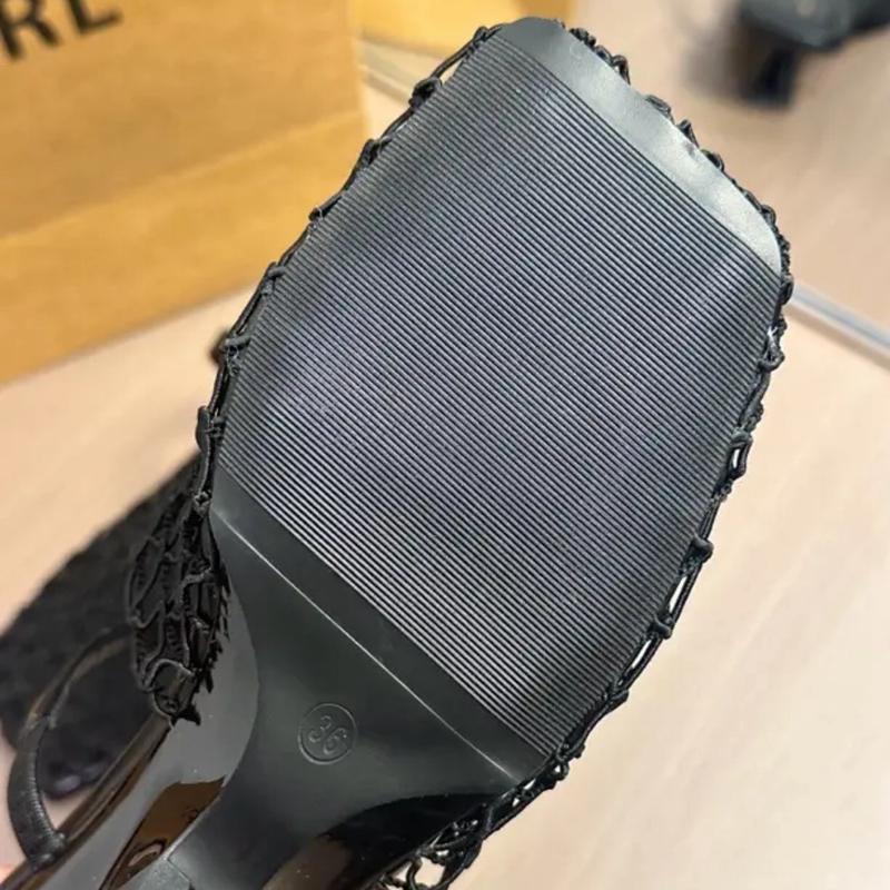 Fashion SUOJIALUN 2024 Summer New Women Slipper Fashion Mesh Ladies Elegant Sandal High Weadge Dress Heel Slip On Mules Pumps Shoes