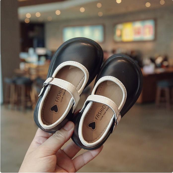

New Girls Leather Shoes Simple Princess Patchwork Kids School Mary Jane Shoes Uniform Versatile Children Party Dress Shoes 36