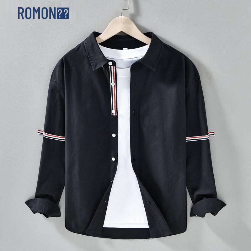 Romon Men s Japanese Style Oxford Cotton Long-Sleeve Shirt XL