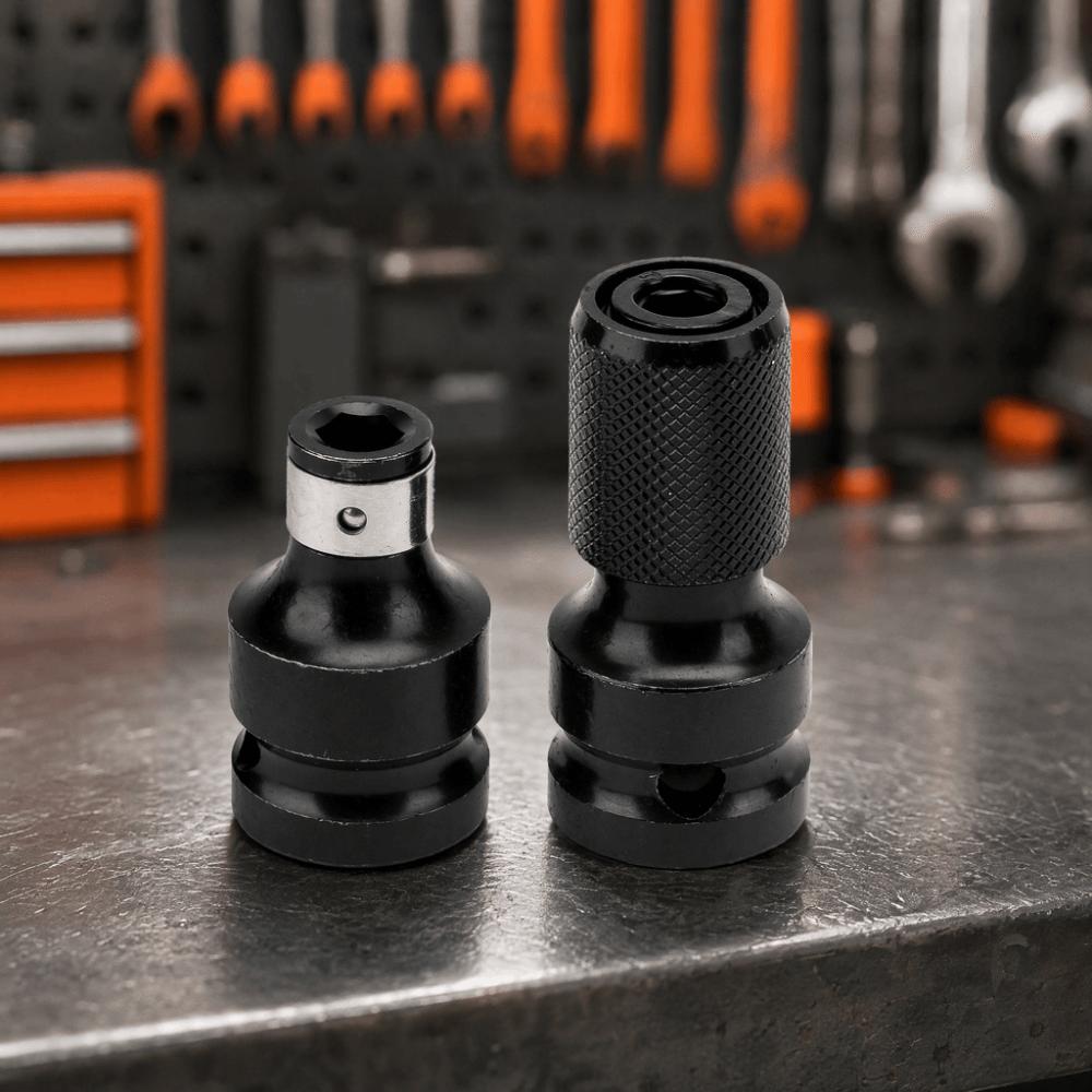 2pcs 1/2 to 1/4 Inch Telescopic Socket Adapter Hex Female Socket Adapter Set For Impact Wrench