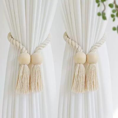 2PC Simple Fringe Beaded Curtain Strap No Punch Magnetic Multi-Purpose Home Curtain Accessories
