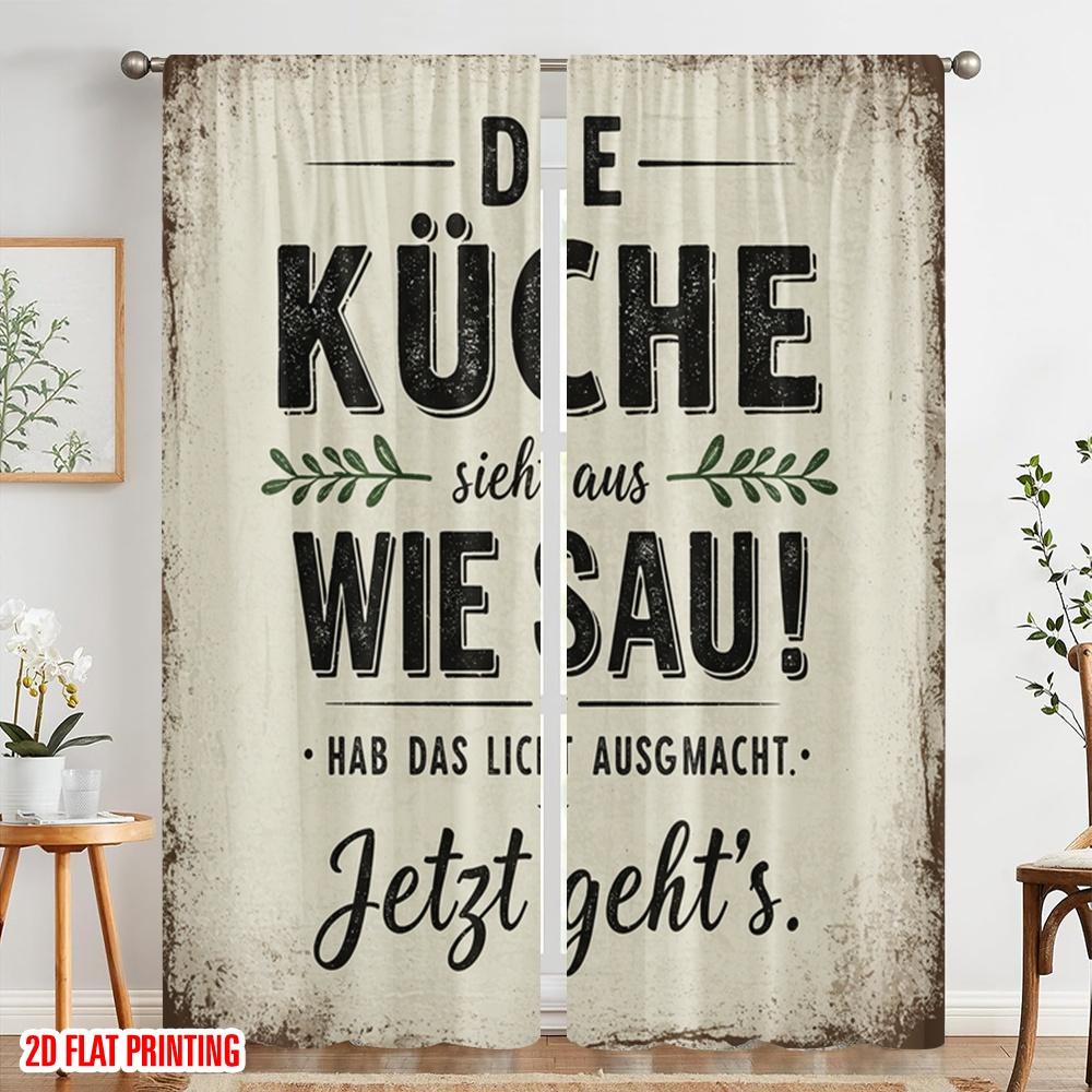 2pcs 2D Flat Printing Curtains Kitchen Like A Pig Polyester Without Electricity Festive Curtains for Entryway Room Parties