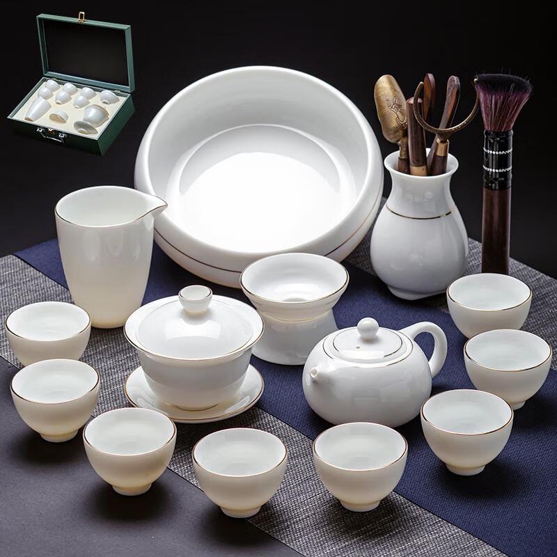 HANDUNYOU Gold-Rimmed Ceramic Teacup Gift Set