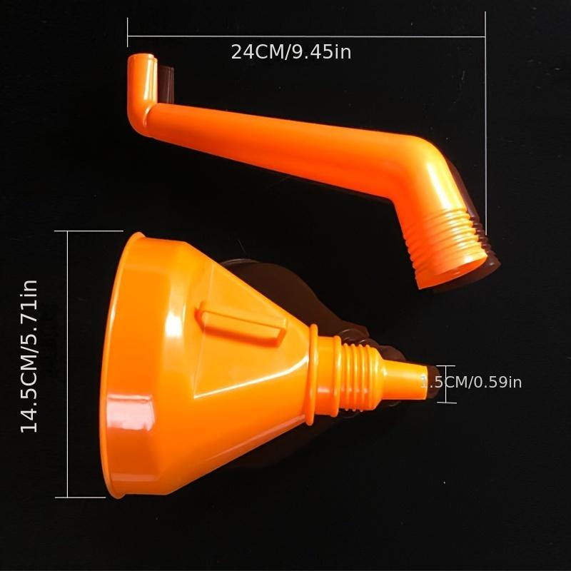 Durable Plastic Oil Funnel 145mm with Ergonomic Bent Handle & Spill-Proof Bright Orange for Tractors, Diesel Engines, Generators, Motorcycles, Cars
