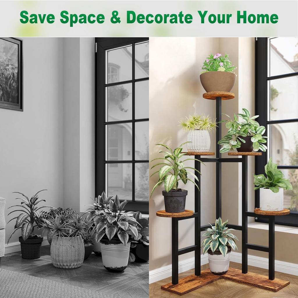 IBUYKE Flower Pot 4 Gardening Flower Pot Flower Pot Indoor Garden Outdoor Easy to JPTMJ072H Stand, Stand, Tier, Rack, Stand, Iron, Holder, Rack,